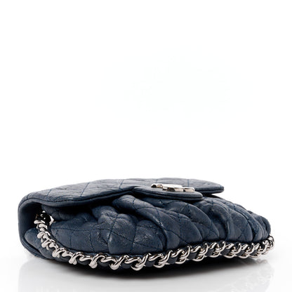 Chanel Washed Lambskin Quilted Mini Chain Around Flap Navy Blue 4 of 16