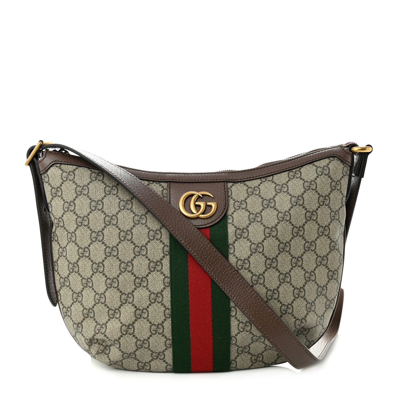 Gucci GG Supreme Monogram Web Small Ophidia Half Moon Hobo Brown 1 of 10