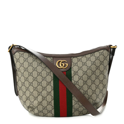 Gucci GG Supreme Monogram Web Small Ophidia Half Moon Hobo Brown 1 of 10