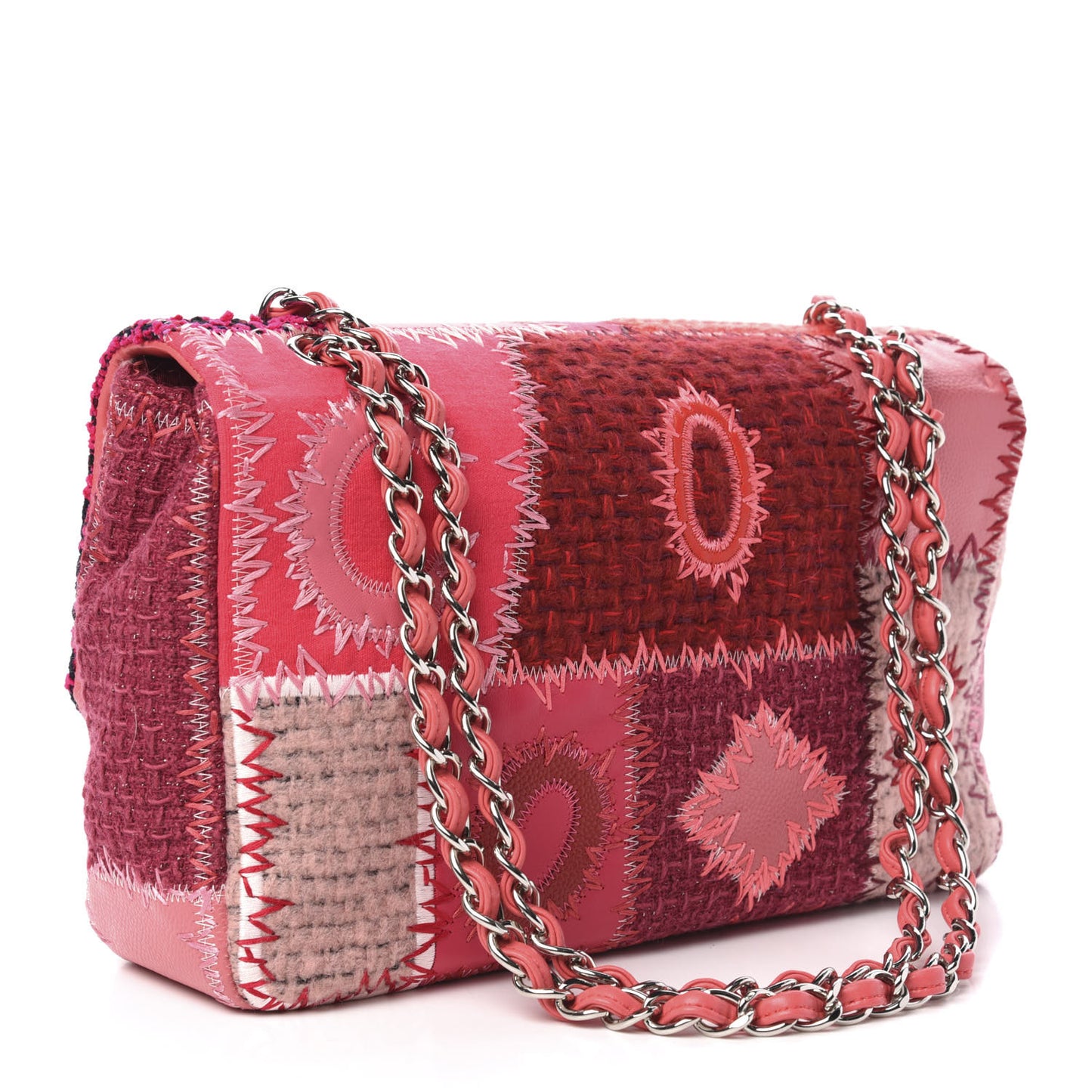 Tweed Patchwork Jumbo Single Flap Pink