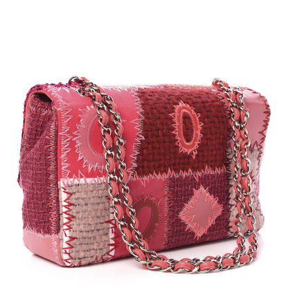 Chanel Tweed Patchwork Jumbo Single Flap Pink 3 of 12