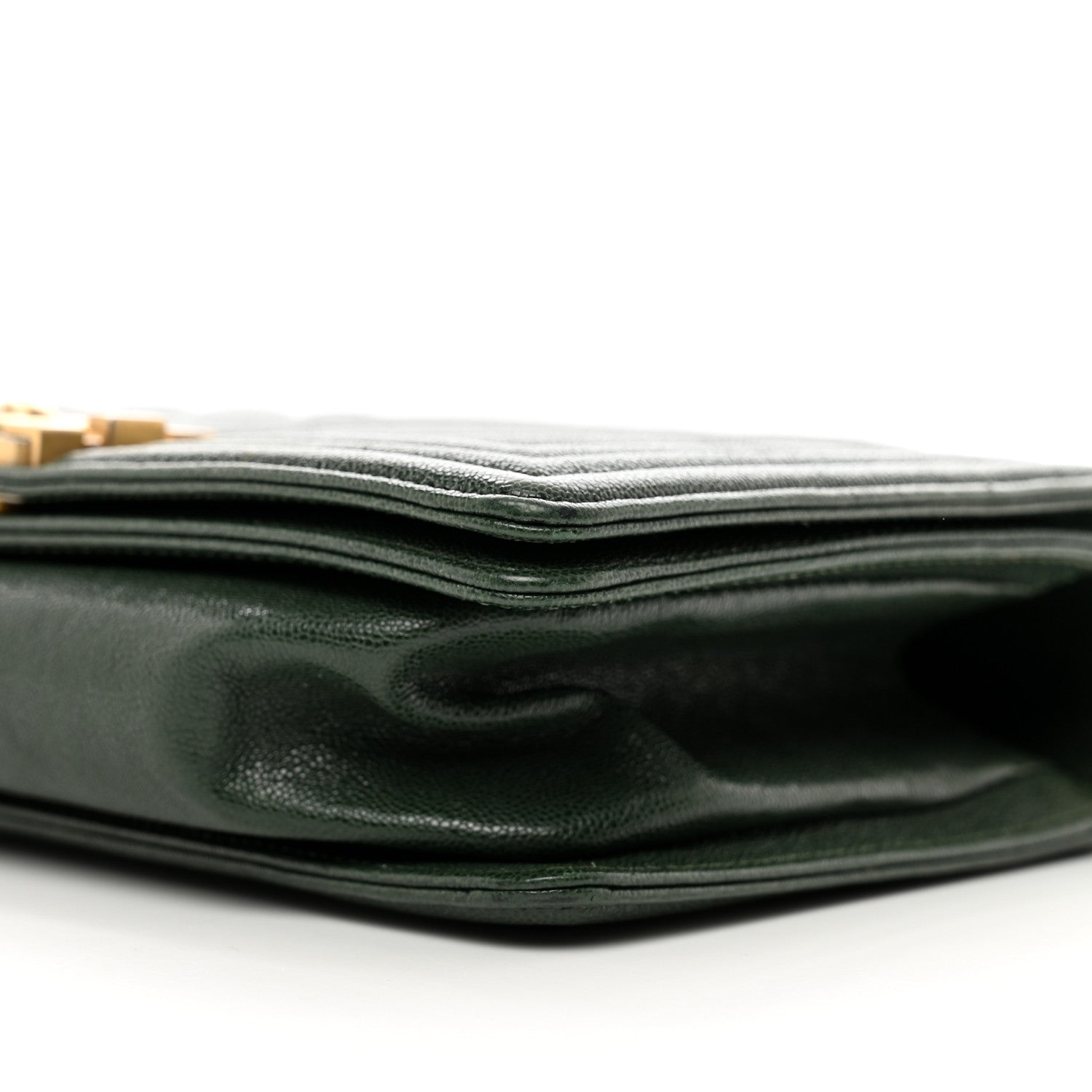 Chanel Caviar Chevron Quilted Medium Boy Flap Dark Green 10 of 12
