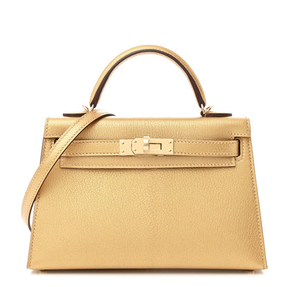Hermes Metallic Chevre Chamkilight Mini Kelly Sellier 20 Dore 1 of 11