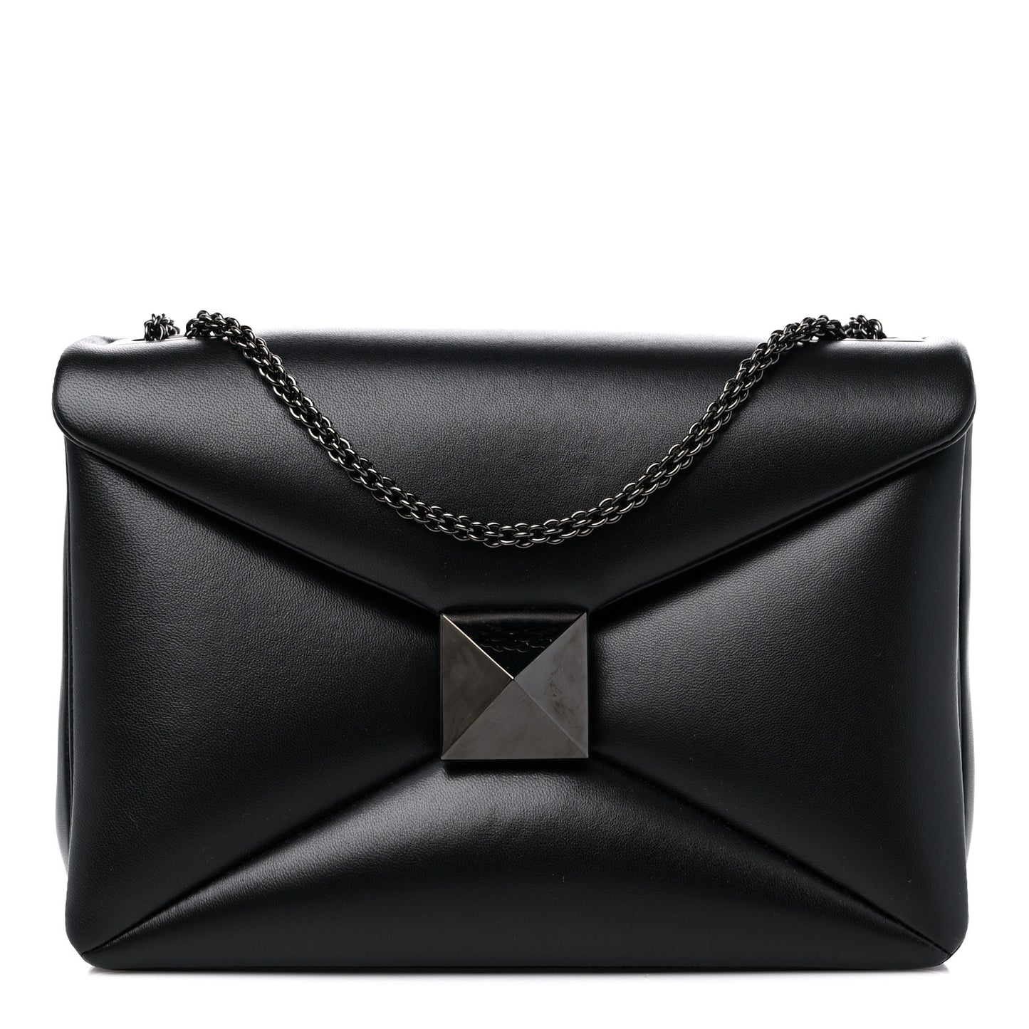 Nappa Tonal One Stud Chain Shoulder Bag Black