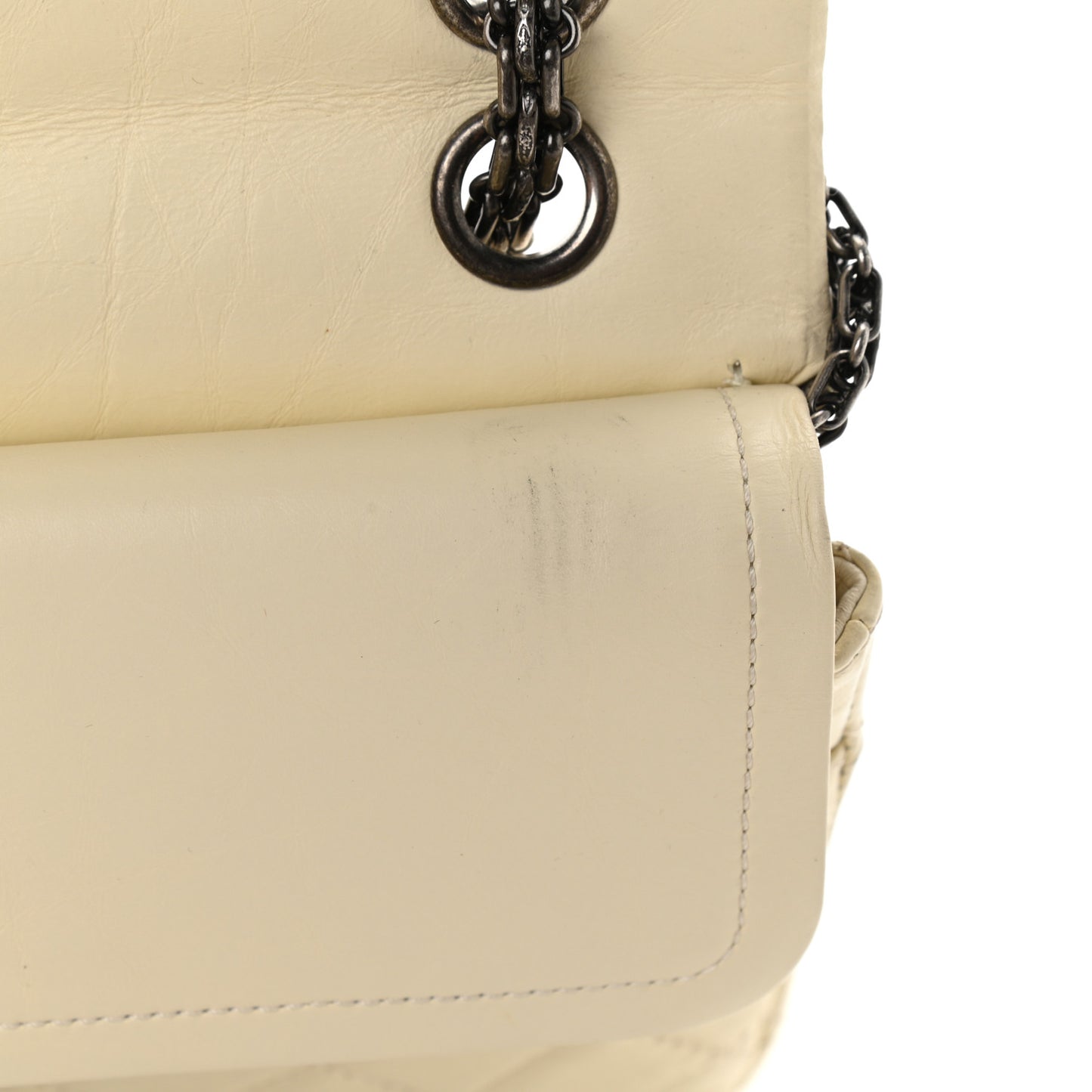 Aged Calfskin Quilted 2.55 Reissue 226 Flap White