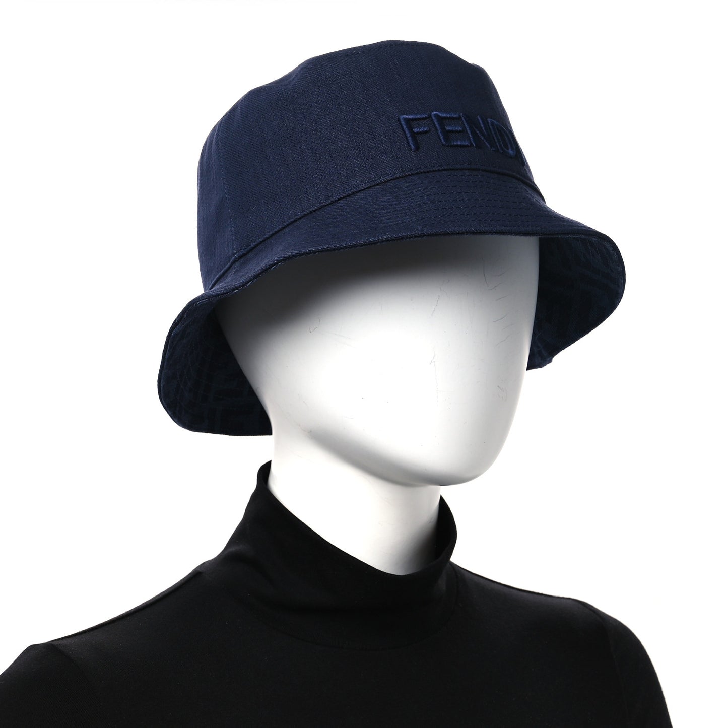 Denim FF Reversible Bucket Hat M Blue