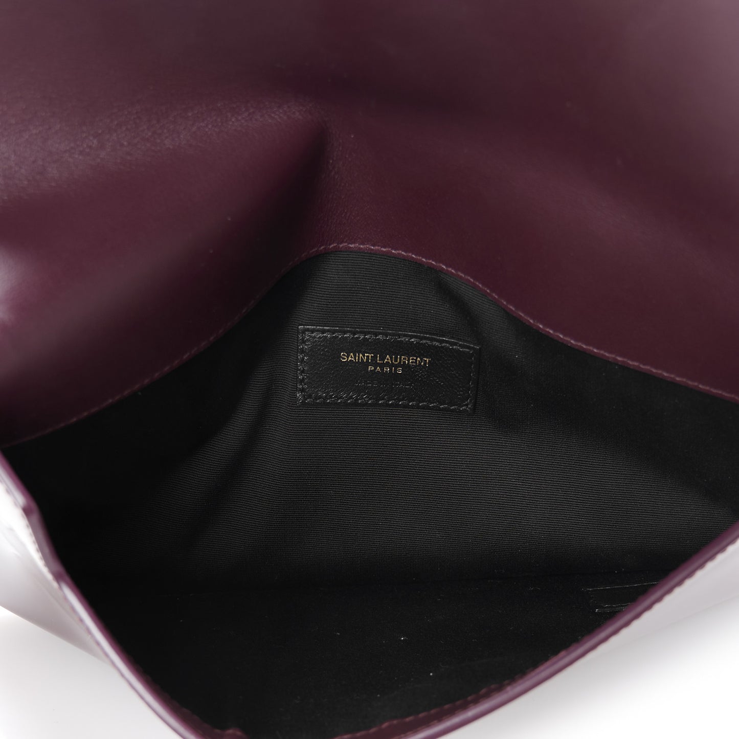 Patent Calfskin Monogram Uptown Clutch Dark Red Wine