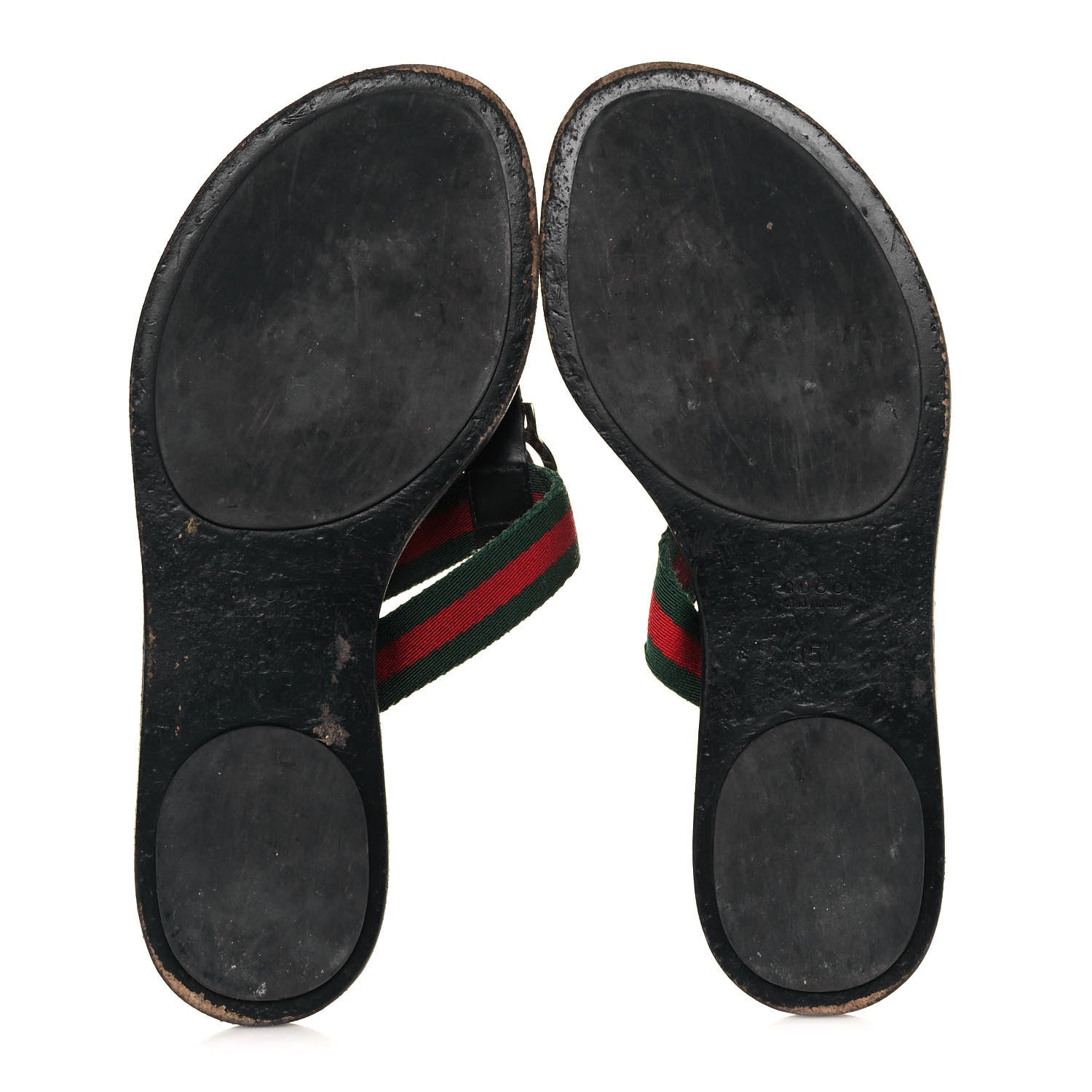 Gucci Nylon Guccissima Web Womens Thong Sandals 35.5 Green Red Black 5 of 8