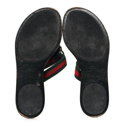 Gucci Nylon Guccissima Web Womens Thong Sandals 35.5 Green Red Black 5 of 8