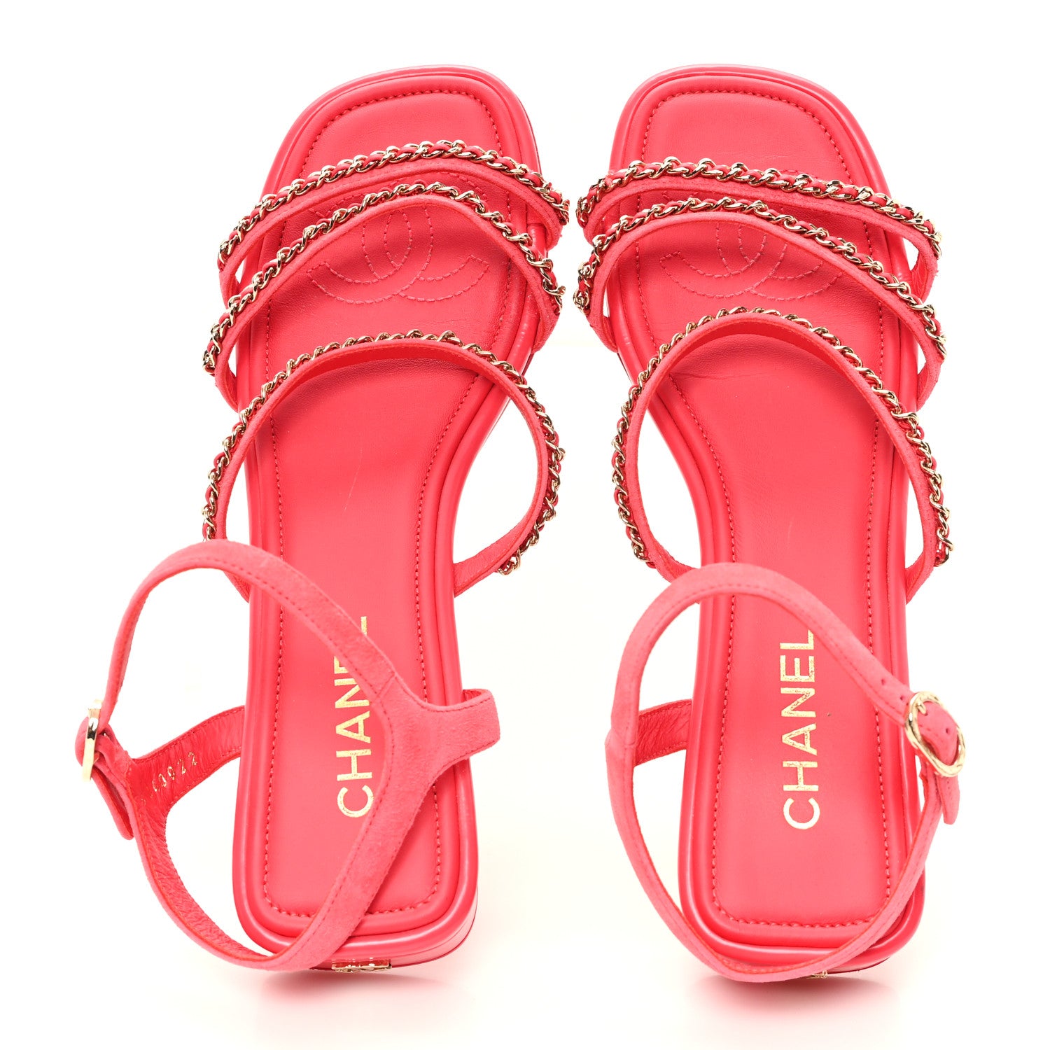 Chanel Suede Calfskin Chain Sandals 41 Fuchsia 2 of 9