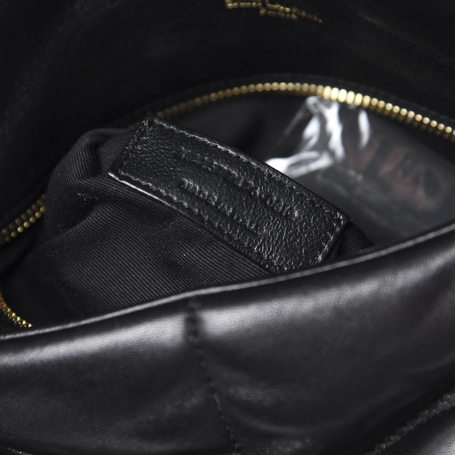 Lambskin Quilted Small Loulou Puffer Monogram Chain Satchel Black