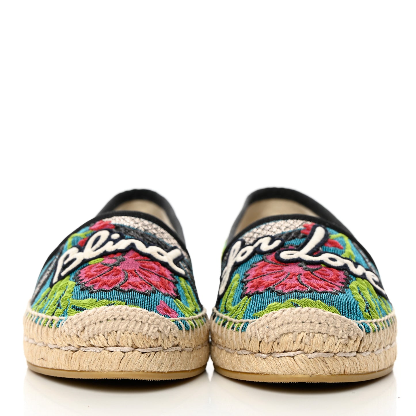 Tapestry Brocade Blind For Love Espadrilles 37.5 Acquamarine Green Black