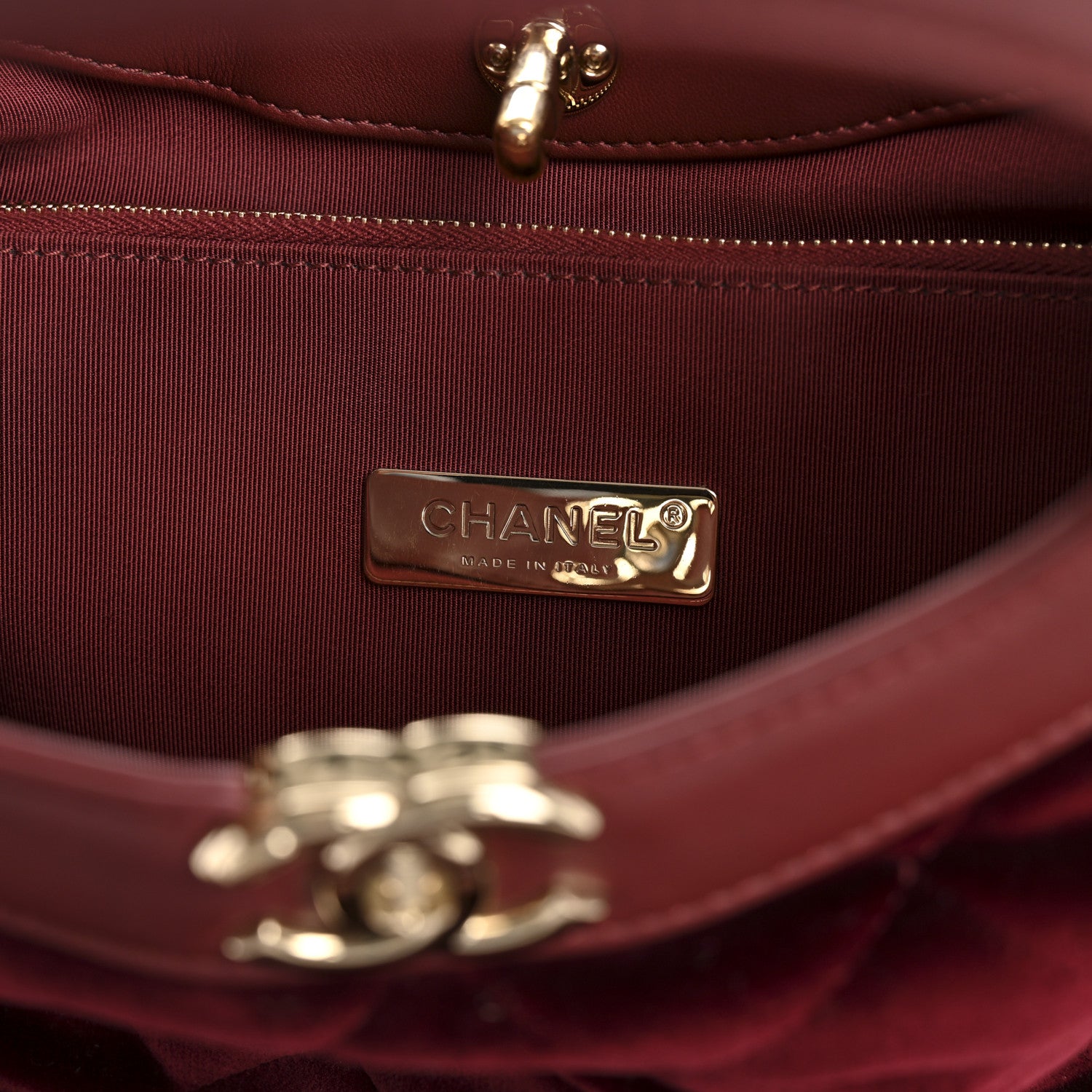 Chanel Velvet Lambskin Quilted Small 31 Shopping Bag Burgundy 6 of 13