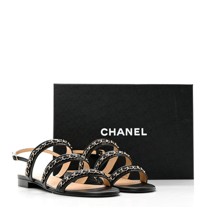 Chanel Lambskin Chain Sandals 39 Black 9 of 9