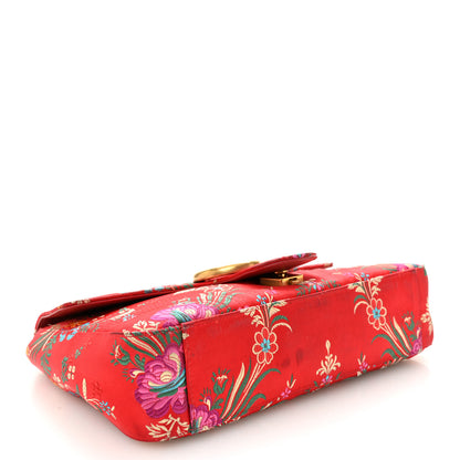 Gucci Jacquard Matelasse Floral Medium GG Marmont Shoulder Bag Red 4 of 11