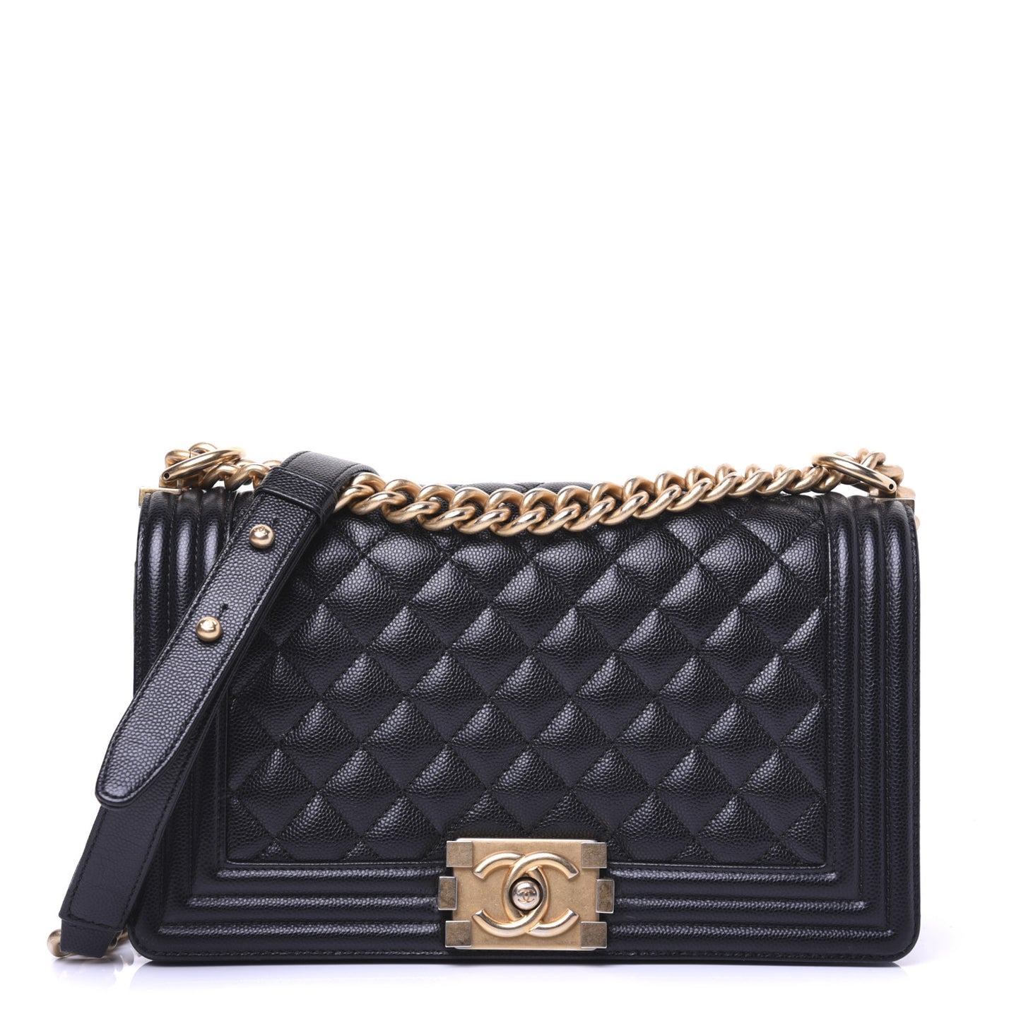 Caviar Quilted Medium Boy Flap Black