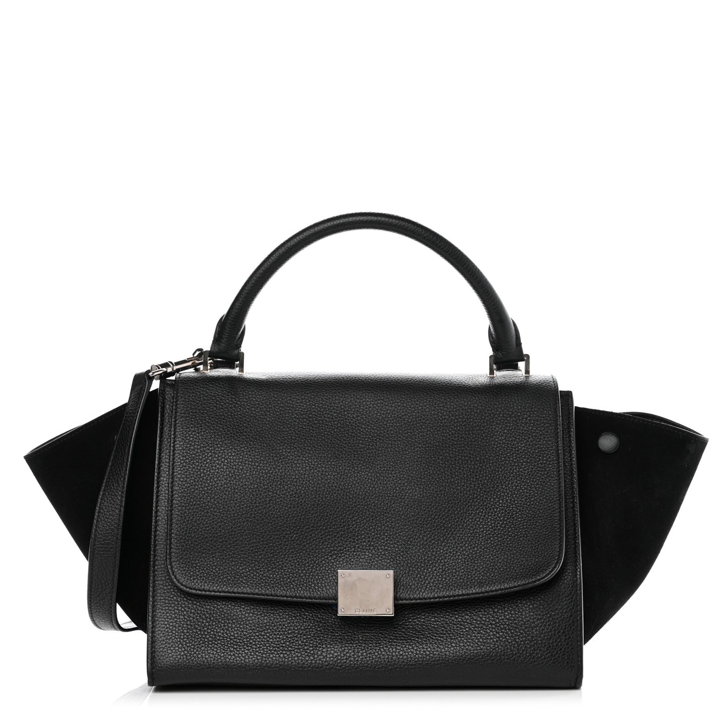 Drummed Calfskin Suede Small Trapeze Black