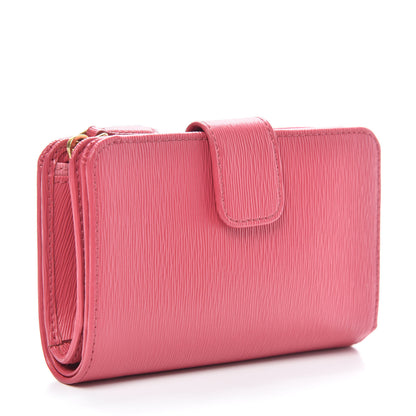 Prada Vitello Move Bi-Color Compact Wallet Peonia Geranio 3 of 6