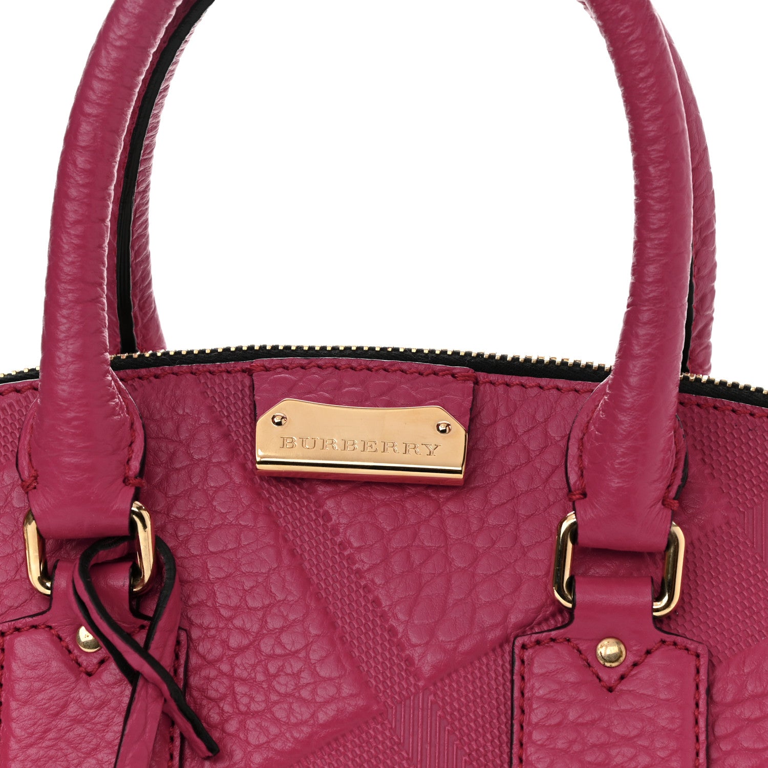Burberry Heritage Grain Check Embossed Small Orchard Bowling Bag Dark Plum 7 of 10