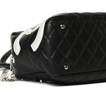 Chanel Calfskin Quilted Large Cambon Bowler Black White 9 of 17