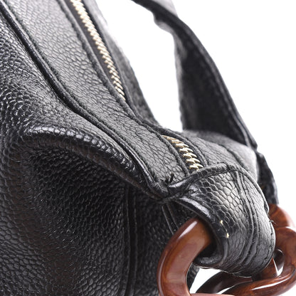 Chanel Caviar CC Wood Chain Hobo Black 11 of 11