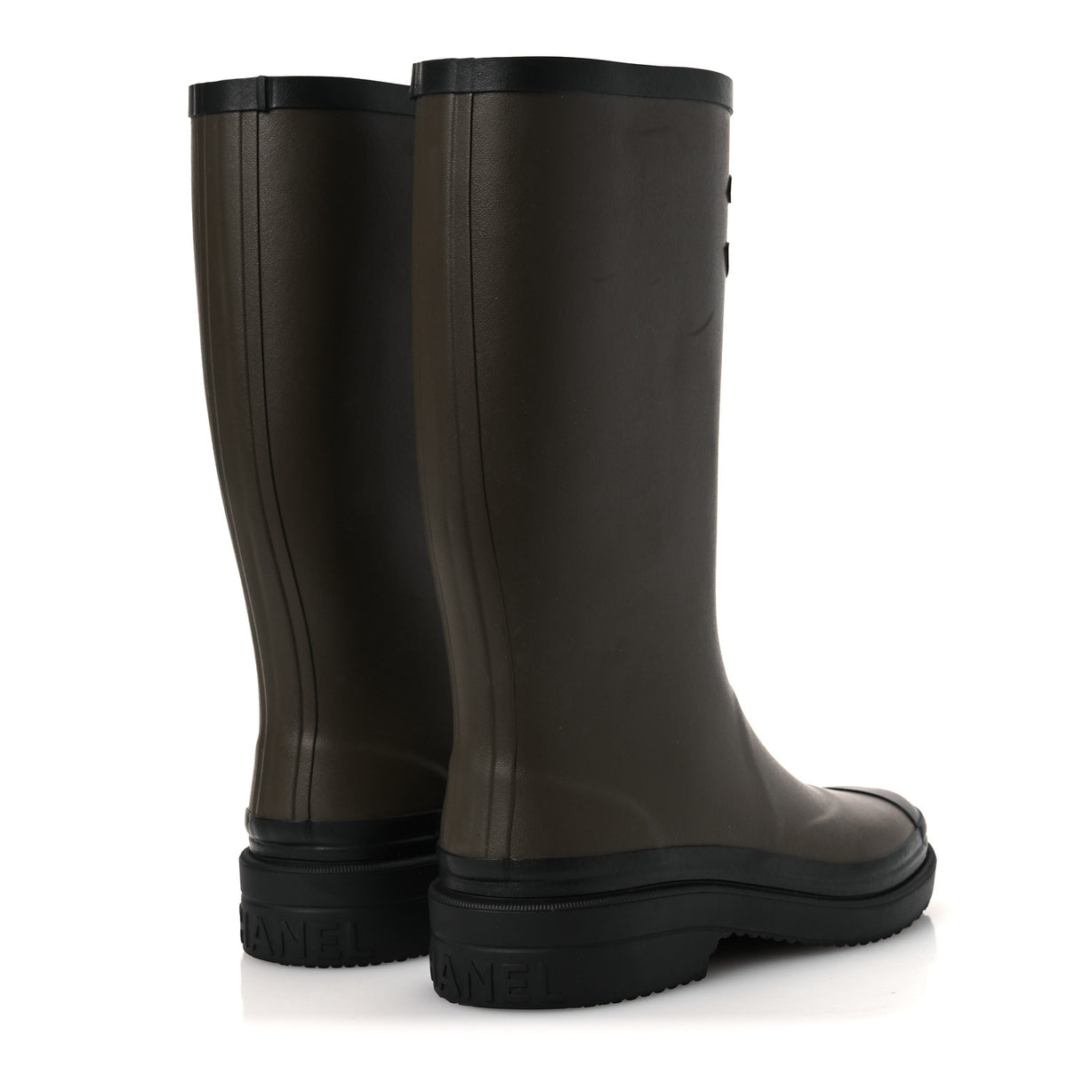 Chanel Caoutchouk CC High Boots 35 Khaki Black 5 of 15
