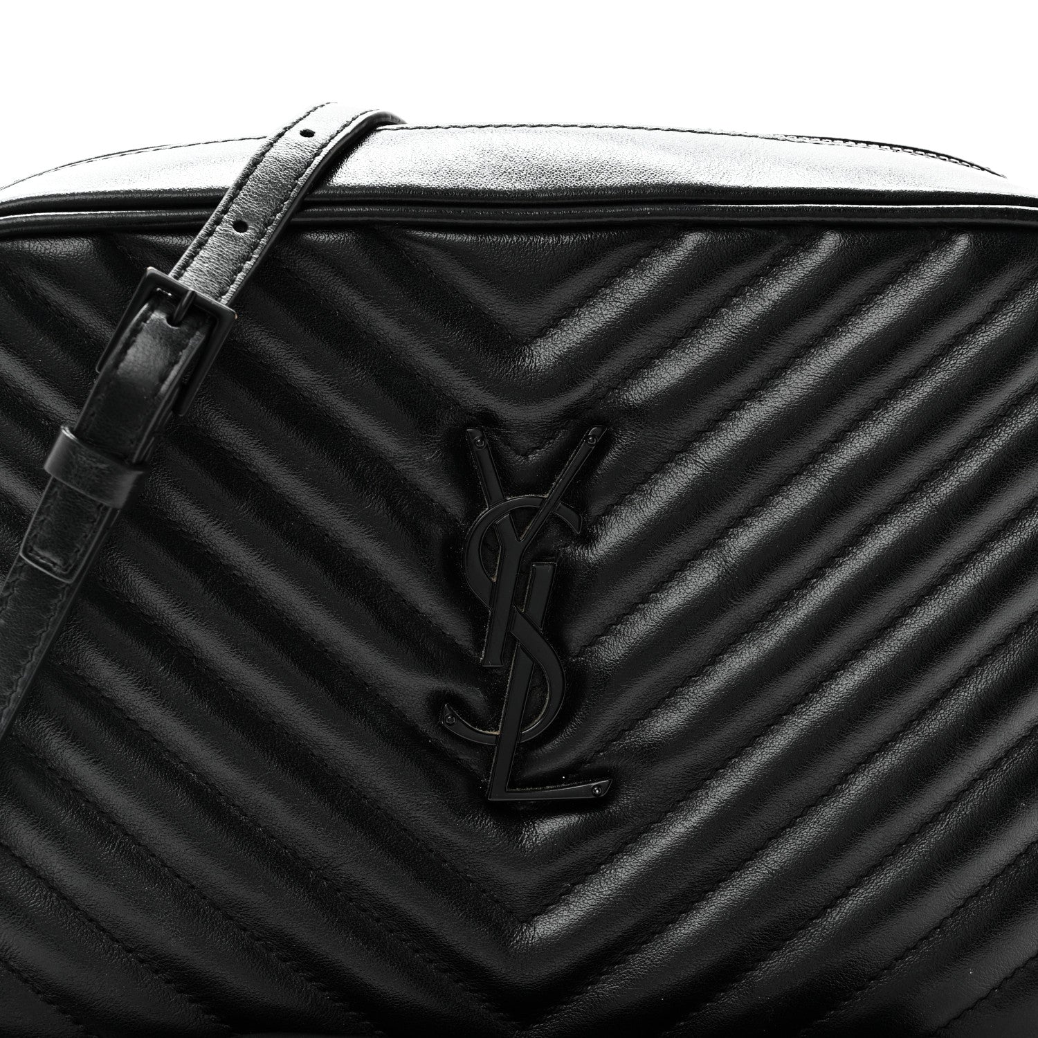 Saint Laurent Calfskin Matelasse Monogram Monochrome Lou Camera Bag Black 8 of 10