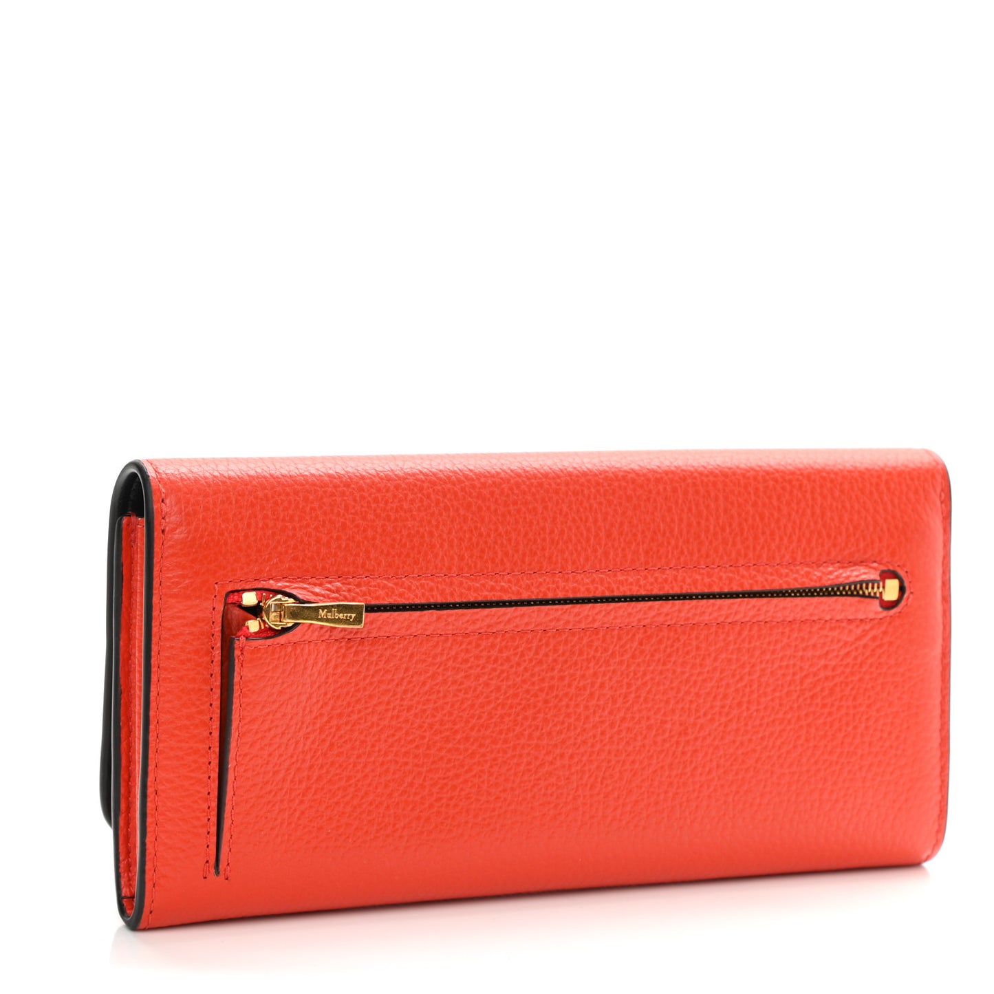 Small Classic Grain Continental Wallet Coral Orange