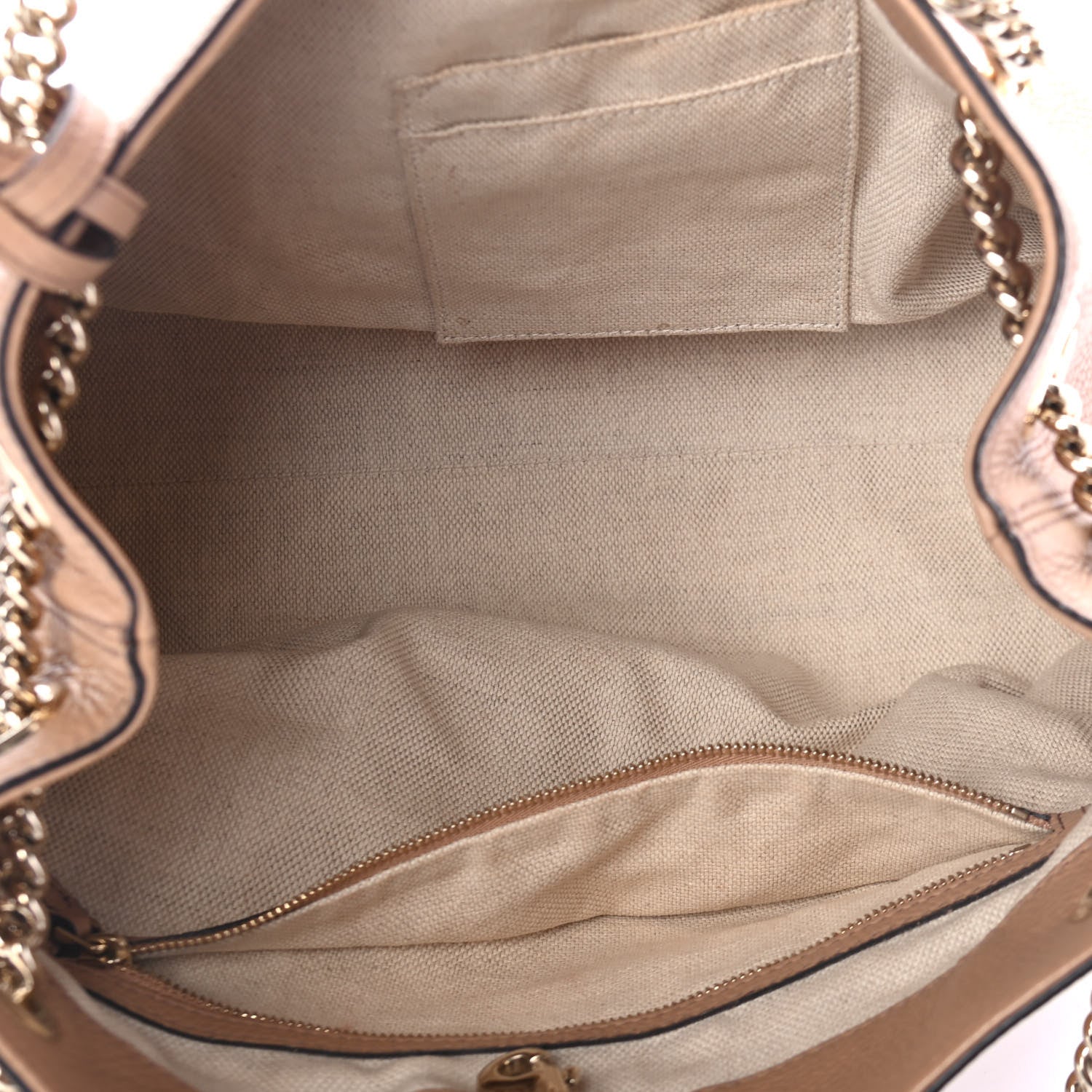 Gucci Pebbled Calfskin Medium Soho Chain Shoulder Bag Rose Beige 4 of 4