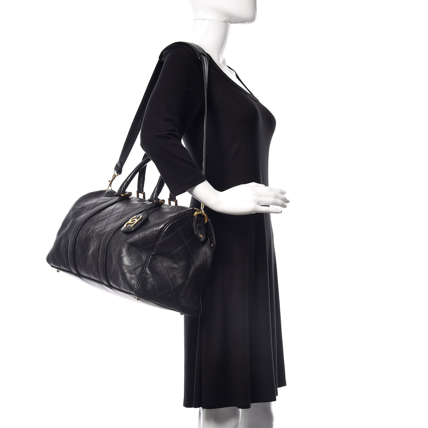 Calfskin Stitched CC Boston Black