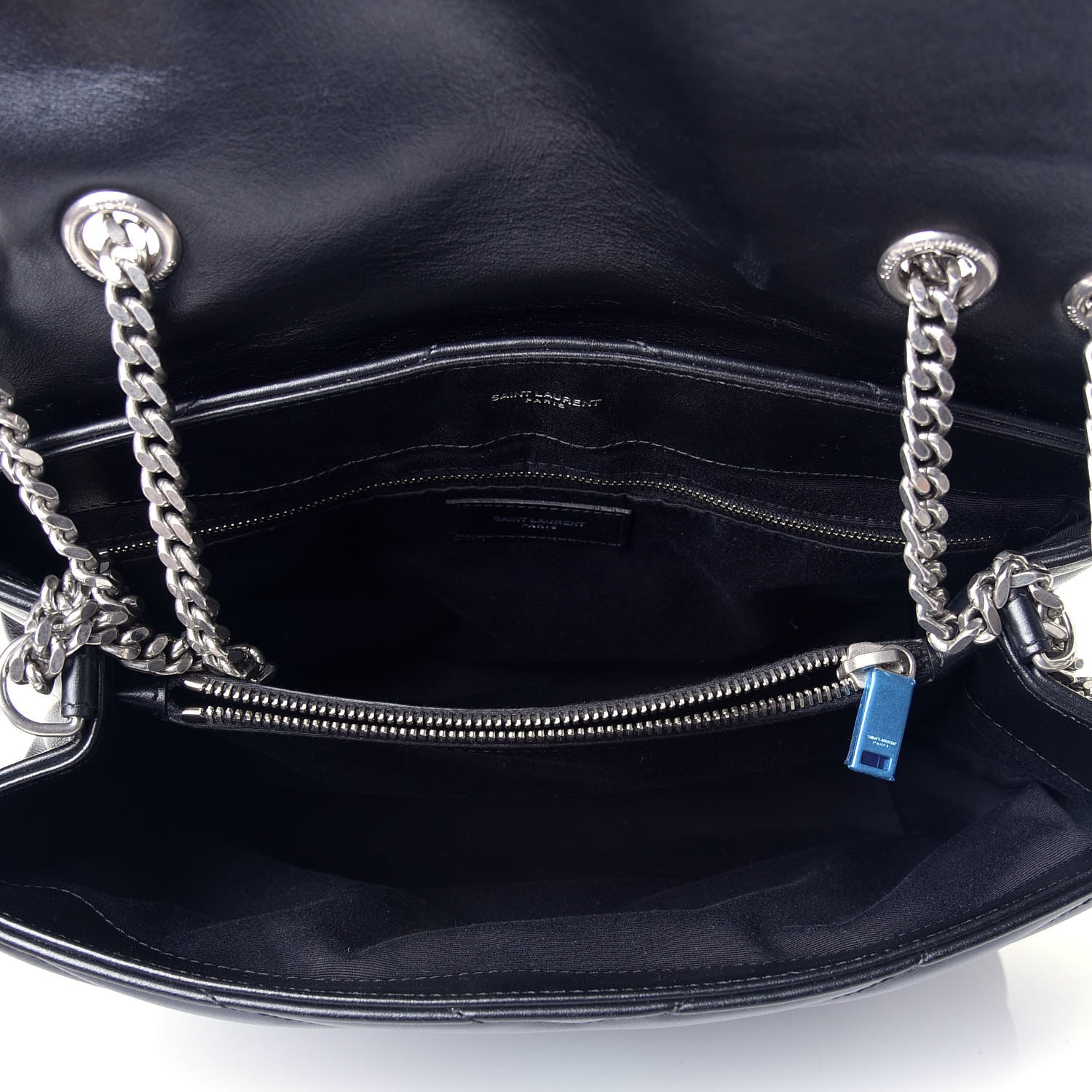 Saint Laurent Calfskin Y Quilted Monogram Medium Loulou Chain Satchel Black 6 of 9