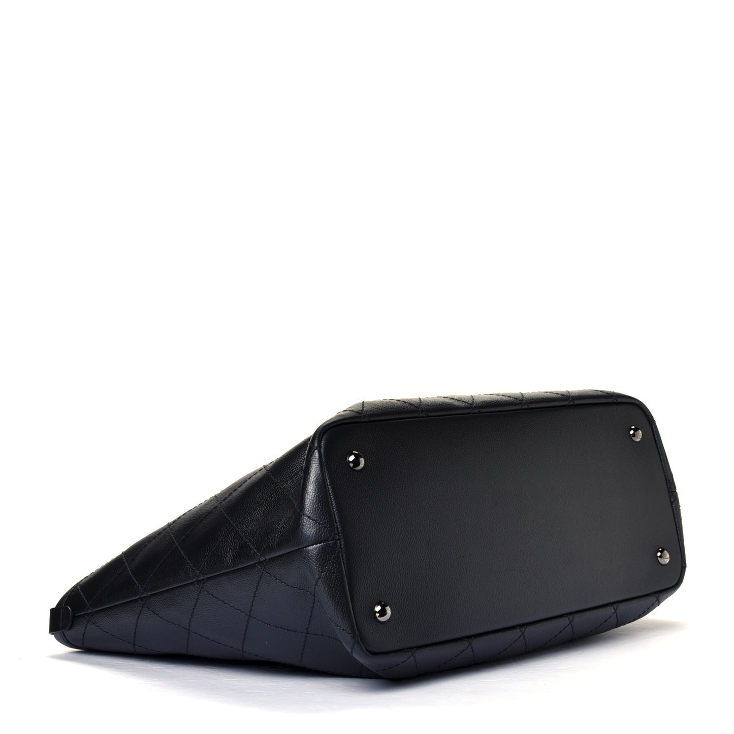Grained Calfskin Large Shopping Fever Tote Black