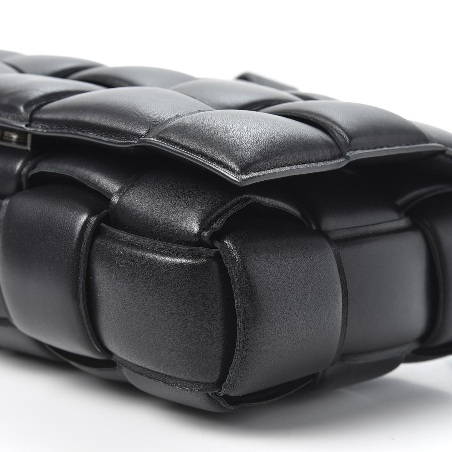 Nappa Maxi Intreccio Padded Cassette Crossbody Bag Black