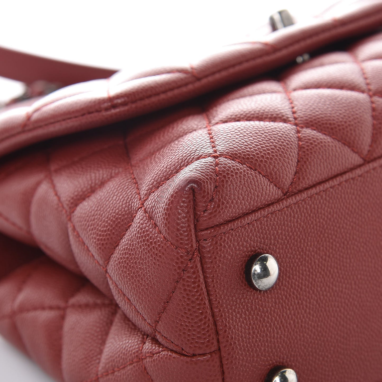 Caviar Quilted Mini Coco Handle Flap Dark Red