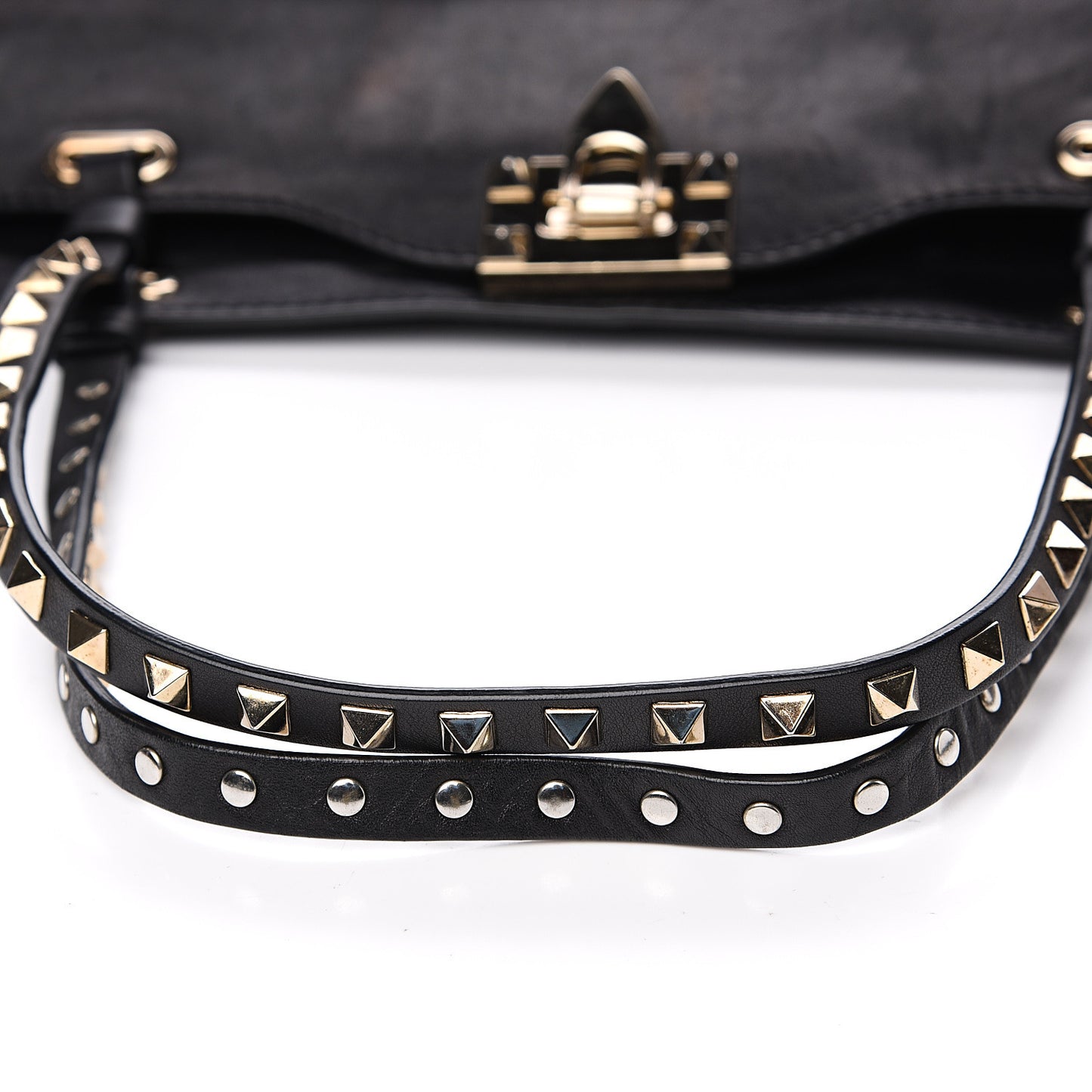 Vitello Medium Rockstud Tote Black