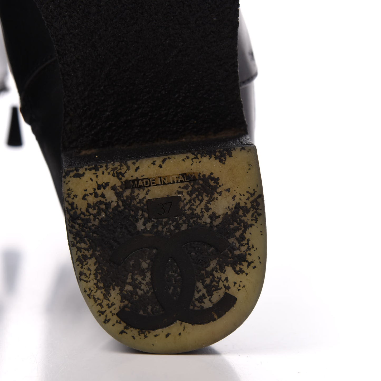 Calfskin CC Turnlock High Boots 37 Black