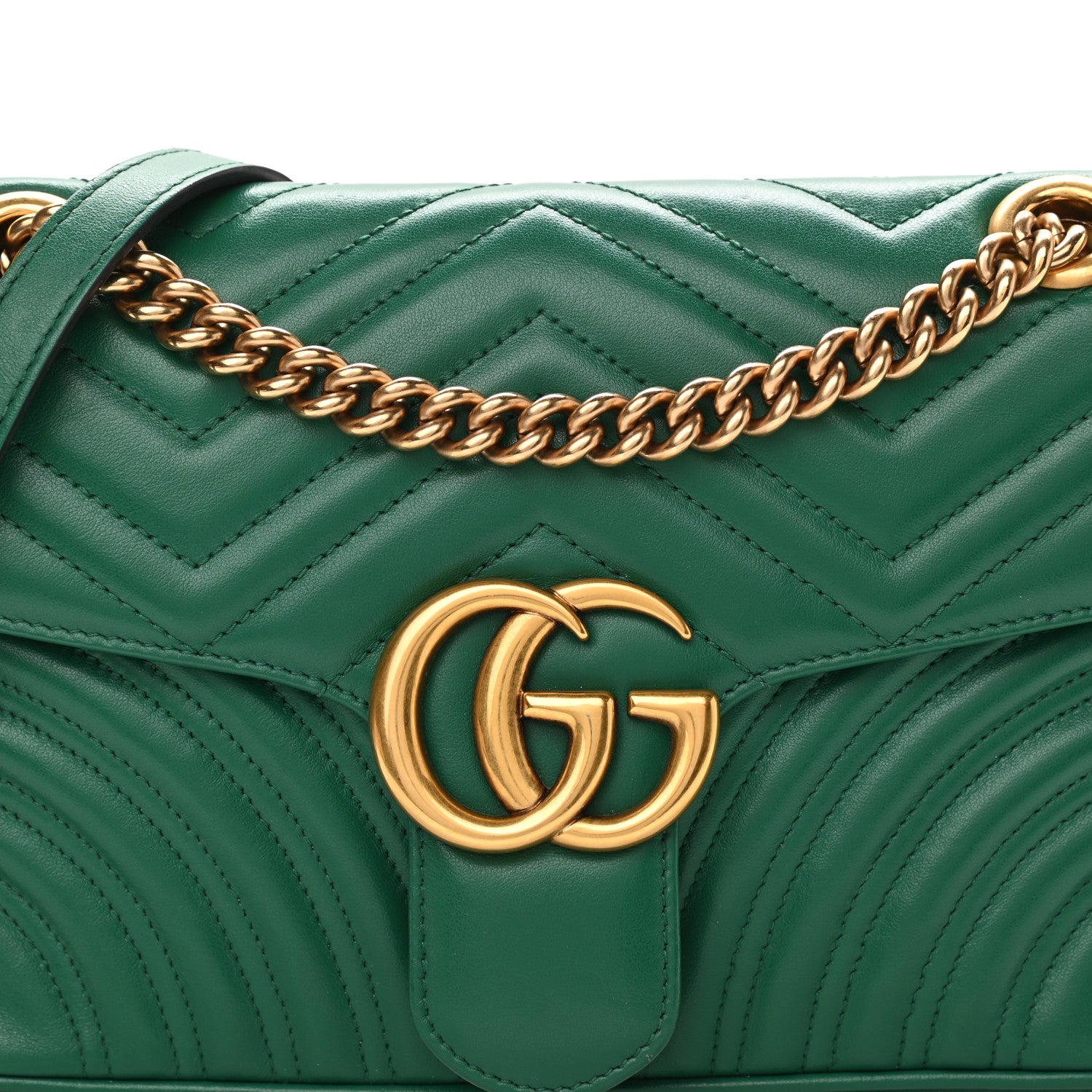 Gucci Calfskin Matelasse Small GG Marmont Shoulder Bag Emerald Green 8 of 10