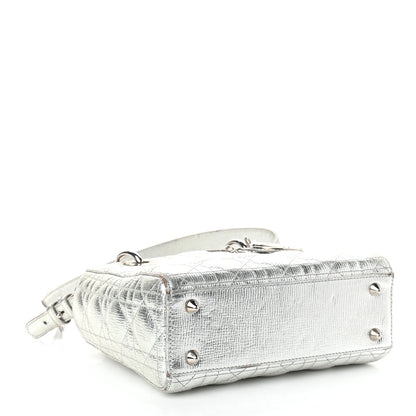 Christian Dior Metallic Grained Calfskin Cannage Small Lucky Badges My Lady Dior Silver 4 of 10