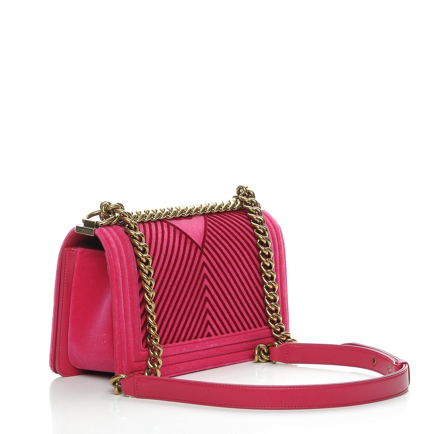 Velvet Chevron Medium Boy Flap Pink