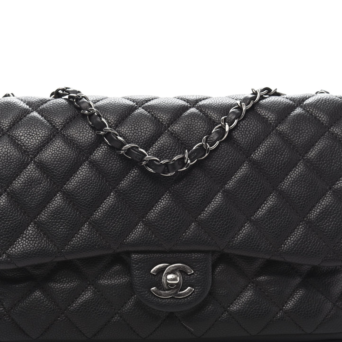 Caviar Quilted Large Now and Forever Flap Black