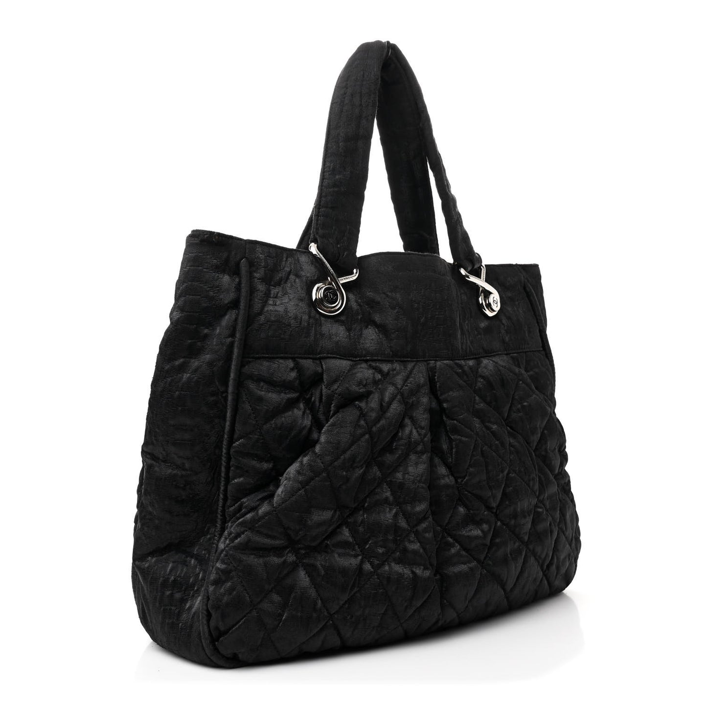 Crinkled Coated Canvas Le Marais Large Tote Black