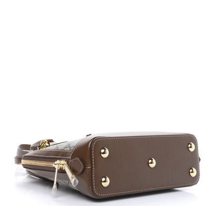 Gucci GG Supreme Monogram Azalea Calfskin Small Horsebit 1955 Top Handle Bag Beige Ebony Brown Sugar 5 of 11
