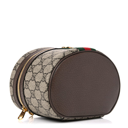 Gucci GG Supreme Monogram Textured Calfskin Web Ophidia Vanity Cosmetic Case Beige Ebony New Acero 4 of 10