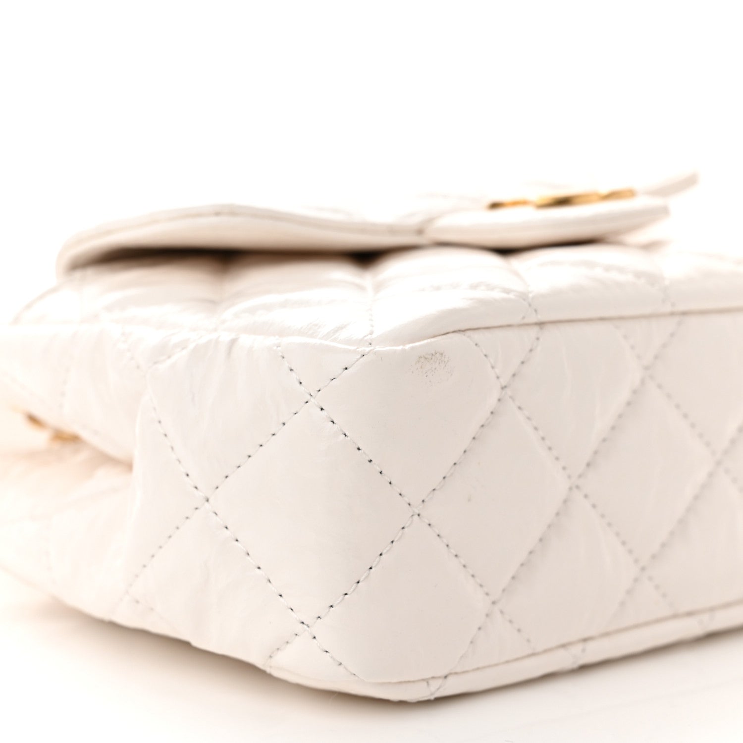 Chanel Shiny Crumpled Calfskin Quilted Small Wavy CC Hobo White 9 of 11