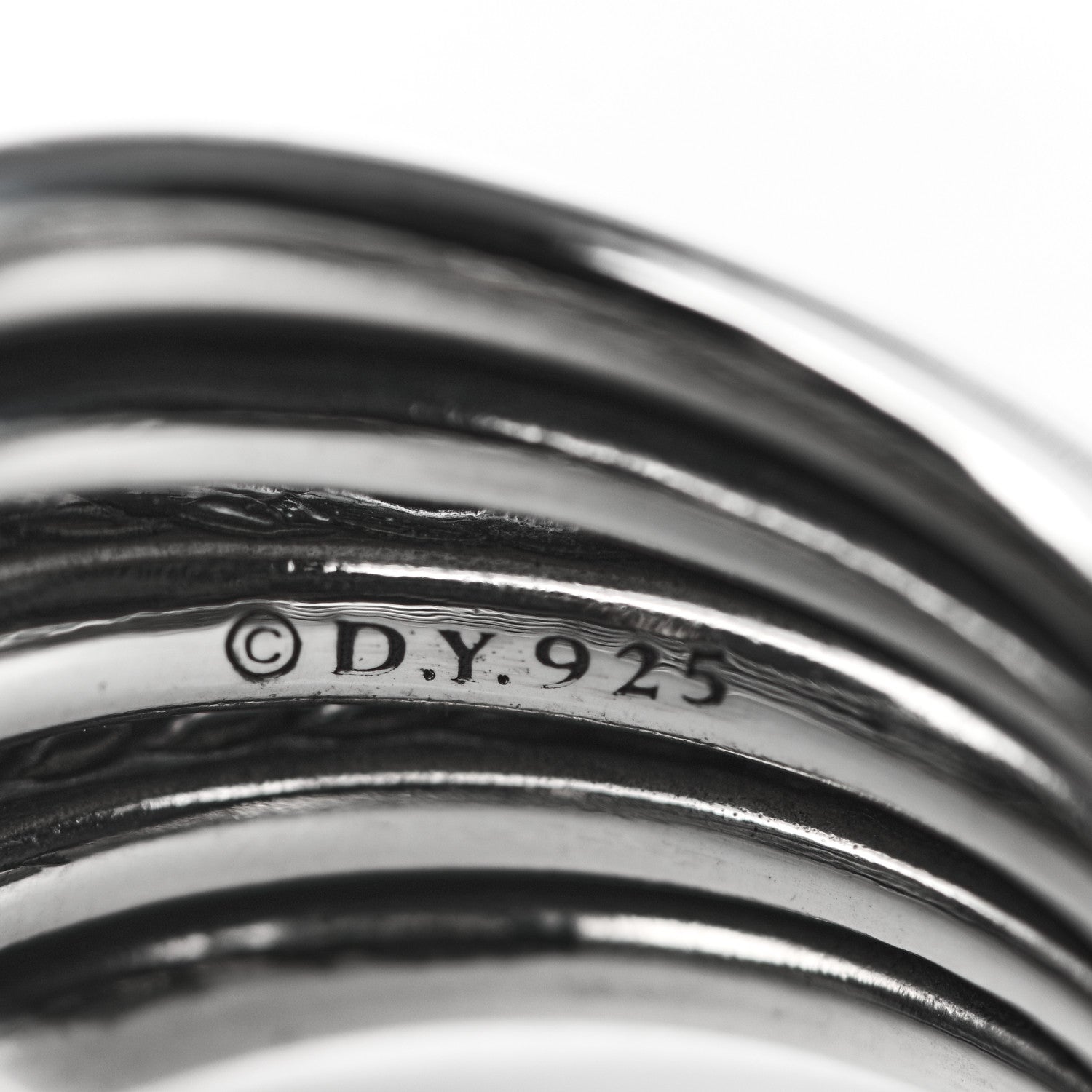 David Yurman Sterling Silver Diamond Thoroughbred Cushion Link Ring 55 7.5 4 of 4