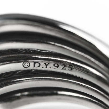 David Yurman Sterling Silver Diamond Thoroughbred Cushion Link Ring 55 7.5 4 of 4