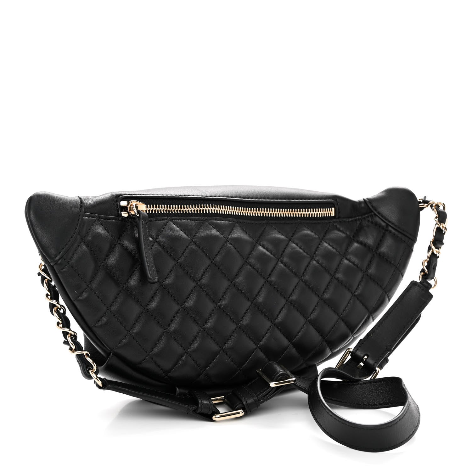 Chanel Lambskin Quilted Waist Bag Fanny Pack Black 3 of 11