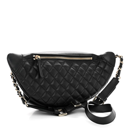 Chanel Lambskin Quilted Waist Bag Fanny Pack Black 3 of 11