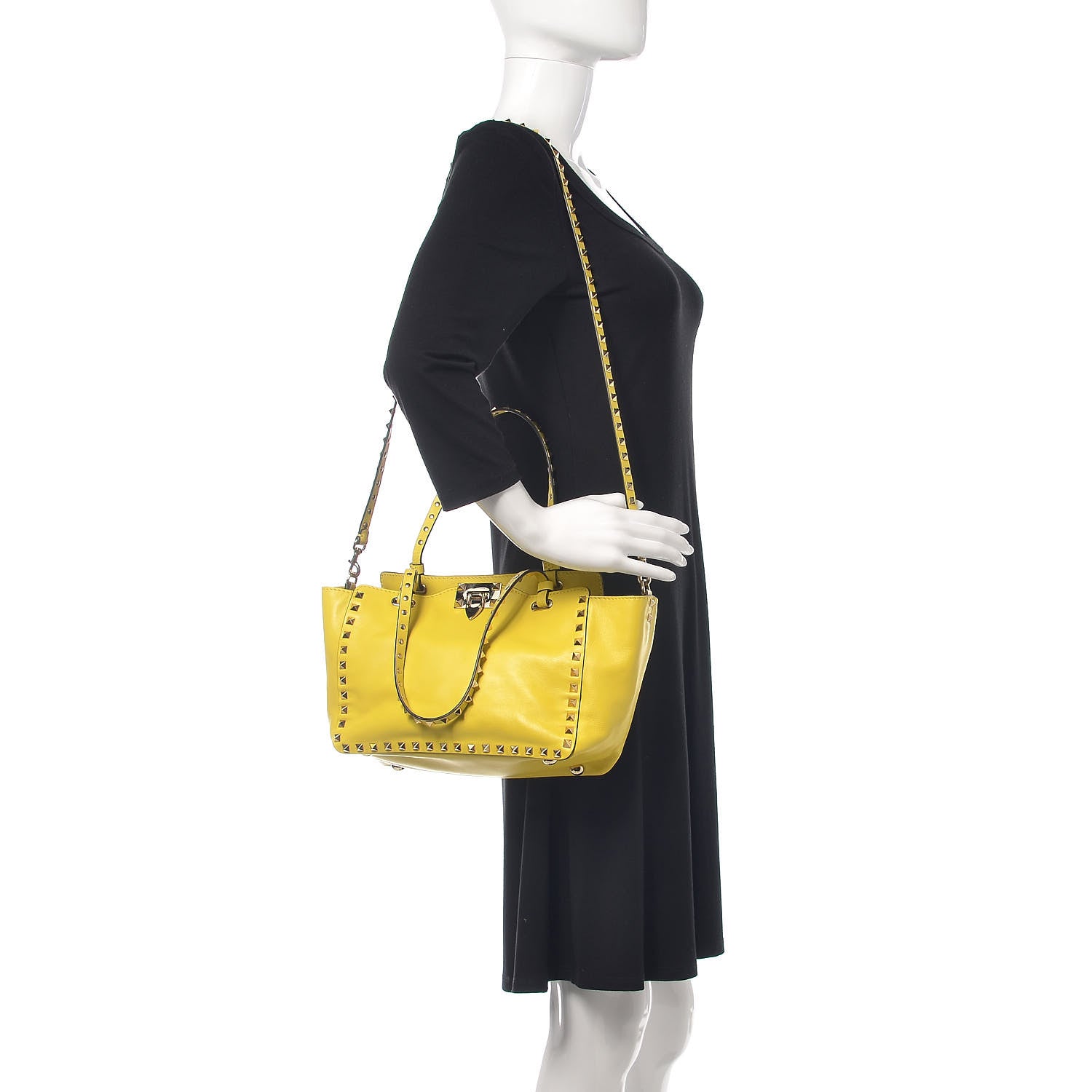 Valentino Garavani Vitello Small Rockstud Tote Water Yellow 2 of 9