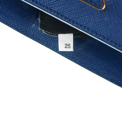 Prada Saffiano Lux Bi-Color Medium Tote Bluette Black 7 of 8